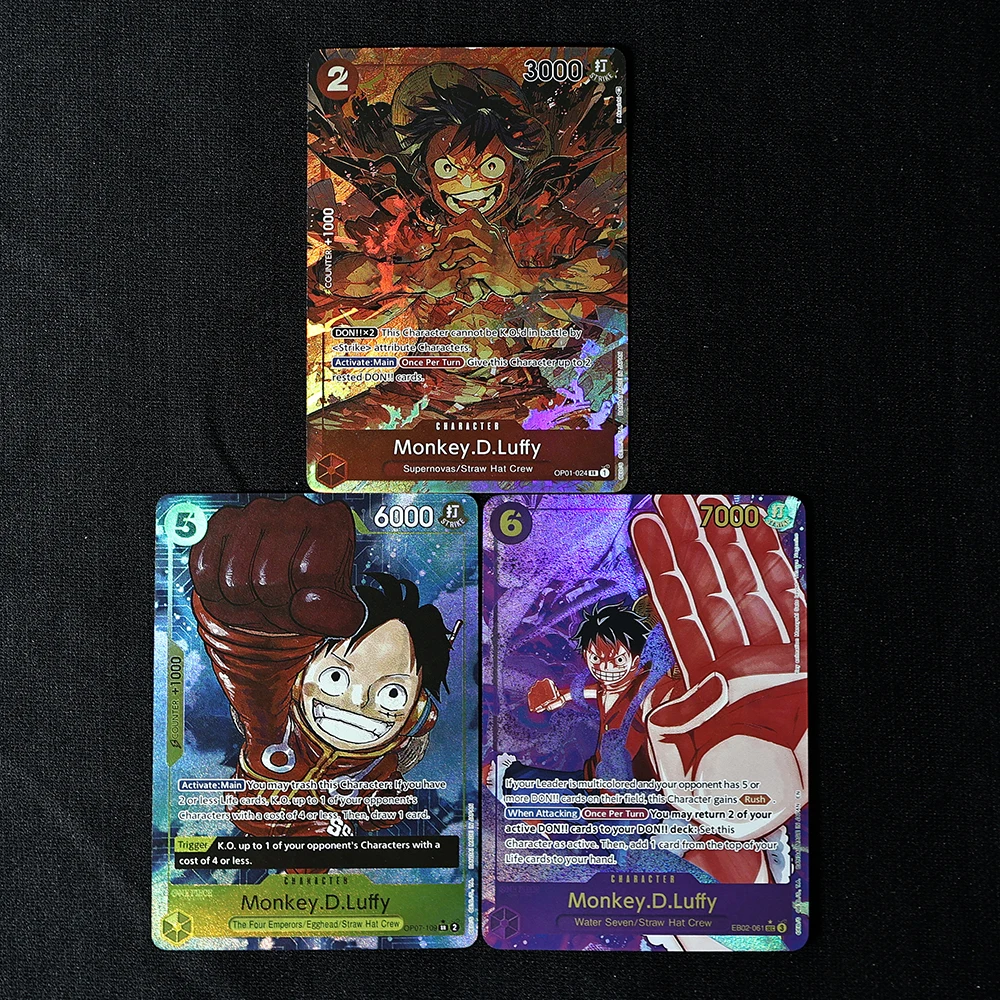 

3Pcs/Set One Piece Game Cards, Monkey.D.Luffy, Nami, Frosted Laser cards Blue Core Cards.OPCG Used For game card collection.