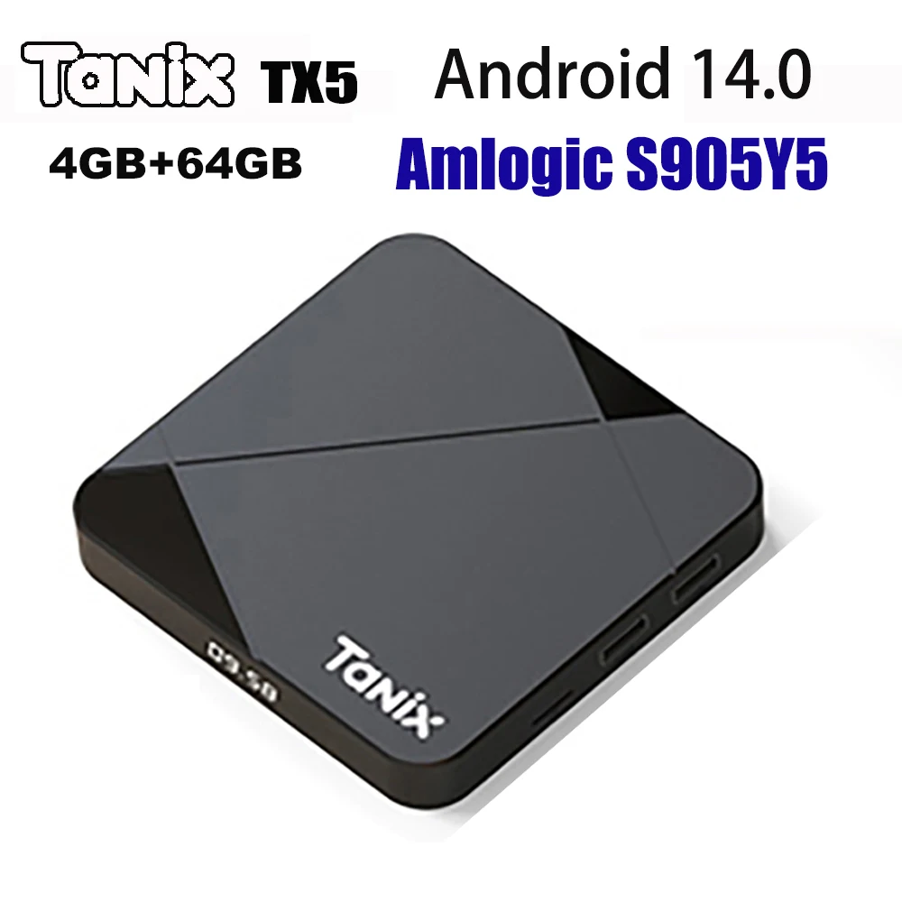 

TANIX TX5 Amlgoic S905Y5 Android 14 TV Box 4K HD 2.4G 5G Dual Band WIFI 100M LAN ROM 16G 32G 64G