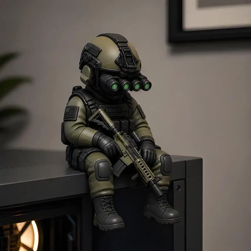 Soldier Decoration Sitting Snipers Statue Armed Special Forces Statue Military Soldier Sculpture Collectible Model