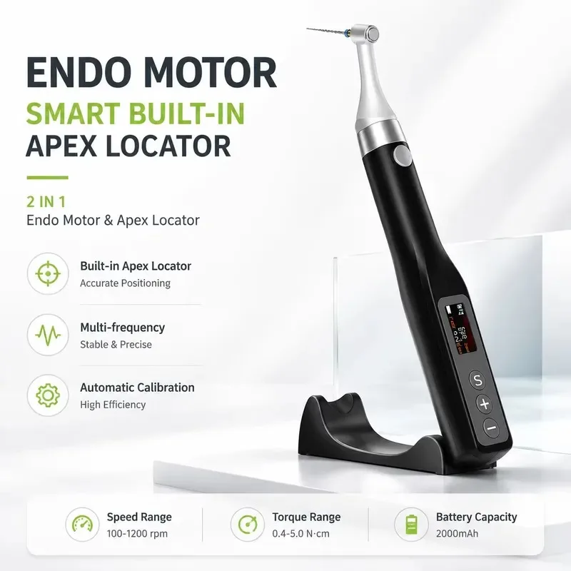 Hot Sale Endo Motor 2in1 VRN DM-2 Built in Apex Locator Wireless Cordless Handpiece16:1 Contra Angle Canal Preparation