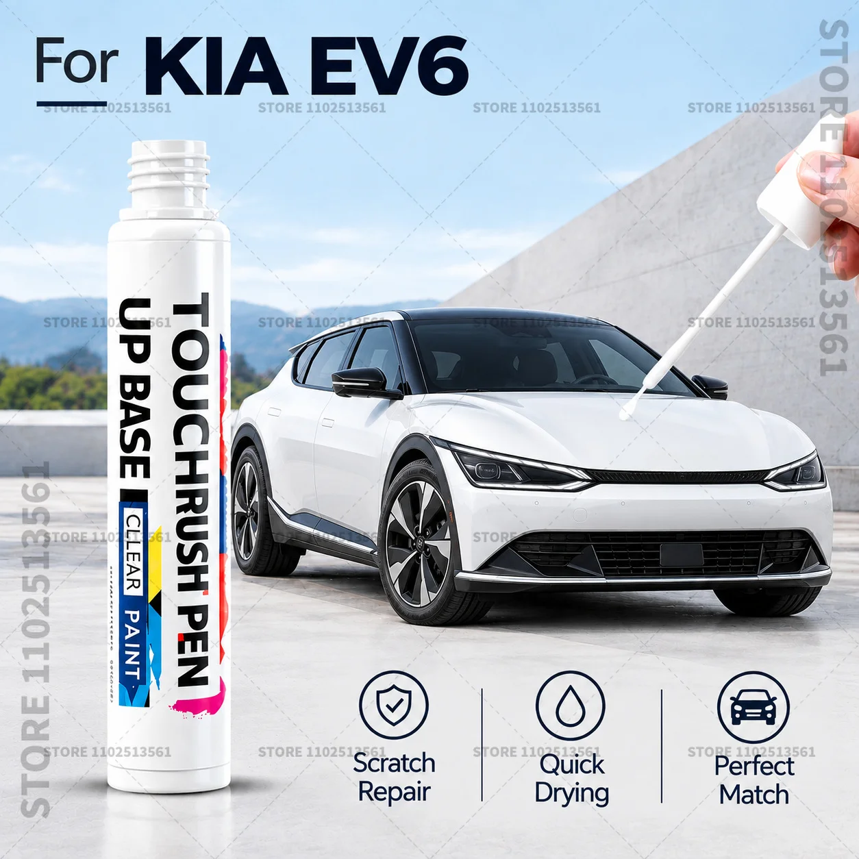 For KIA EV6 White Red Automotive Touch Up Paint Pen Scratch Repair Marker for Car Body Bumper Door Paint Restoration Accessories