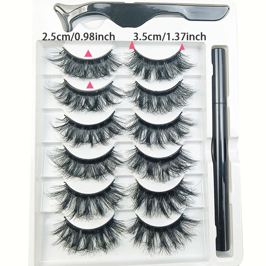 6 pairs of magnetic eyeliner pencil hair frying high imitation mink curling thick false eyelash suit