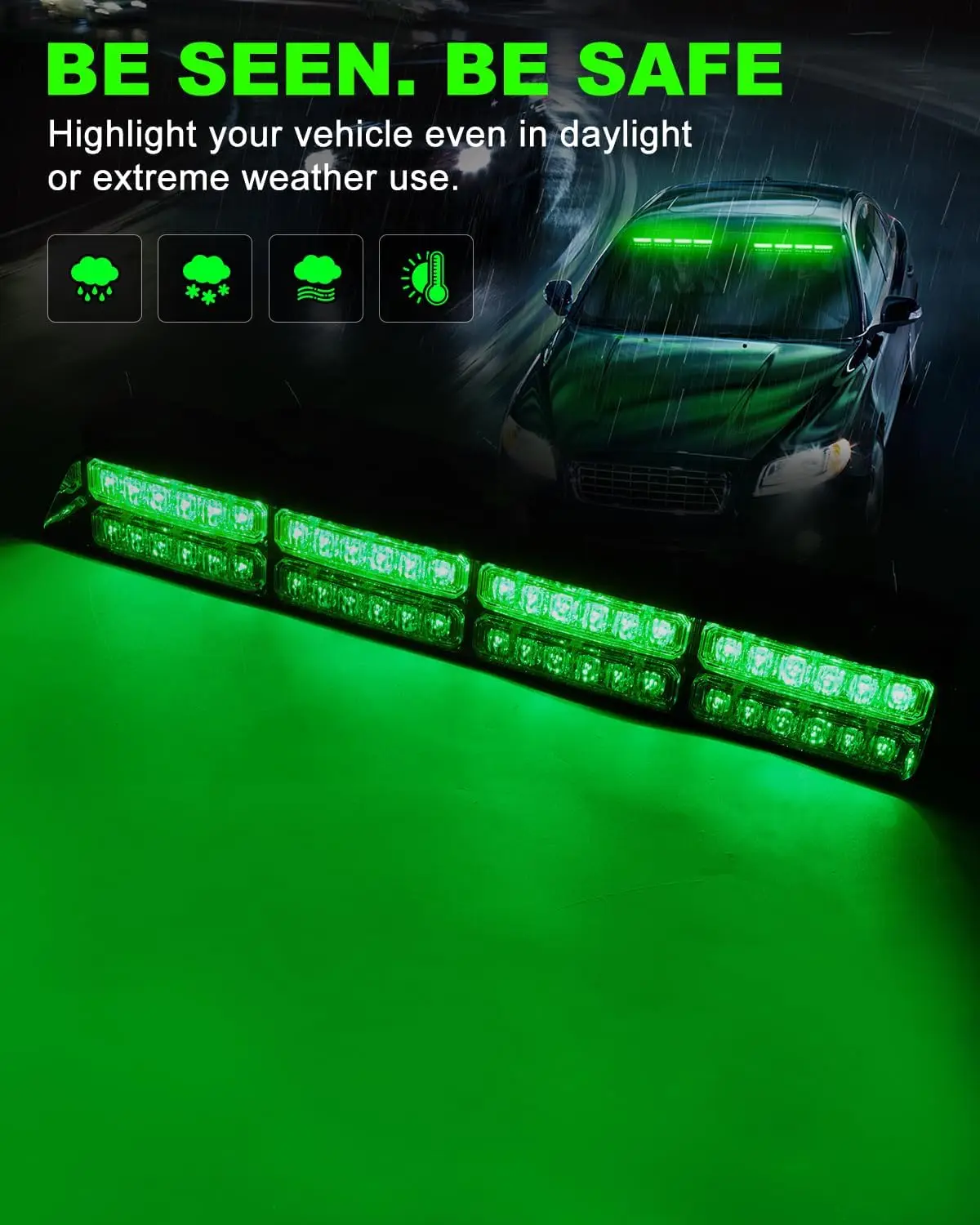 48 LED Flashing Warning Hazard Lights for Interior Windshield Sun Visor Traffic Light Bars for Trucks, Construction Vehicles