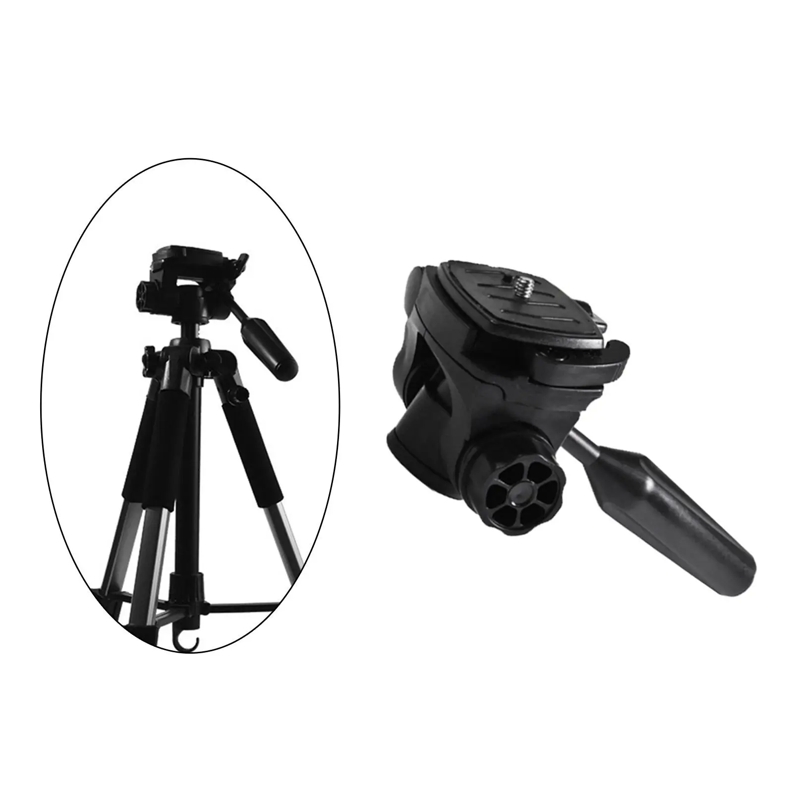 Camera Tripod Head with Plate 360 Degree Rotating Compact Panorama Black Accessories Mount Adapter for DSLR Camcorder Monopod