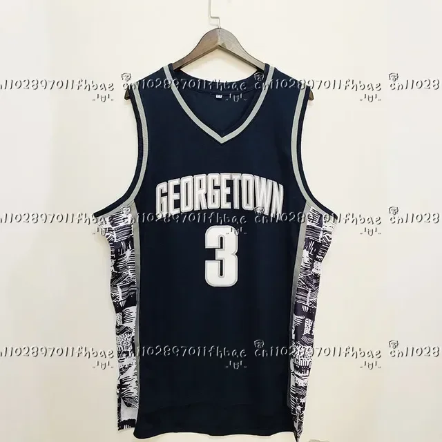 قميص جيرسي لكرة السلة للرجال 3 ايفرسون جورج تاون هوياس ملابس رياضية مطرزة عالية الشارع الهيب هوب ملابس رياضية قابلة للتنفس