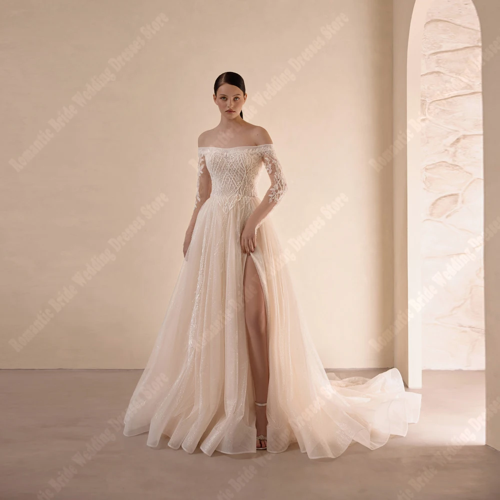 

Exquisite Women Wedding Dresses Off The Shoulder Lace Applique Bridal Gowns Mopping Length Princess Vestido De Novia Customized