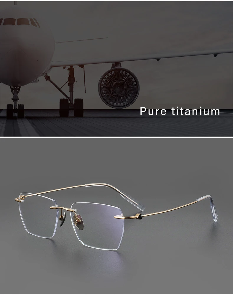 Mode randlose Business-Brillen ultraleichte Brillen aus reinem Titan große Luxus brillen Männer optische verschreibung pflicht ige Brillen – Detail 4