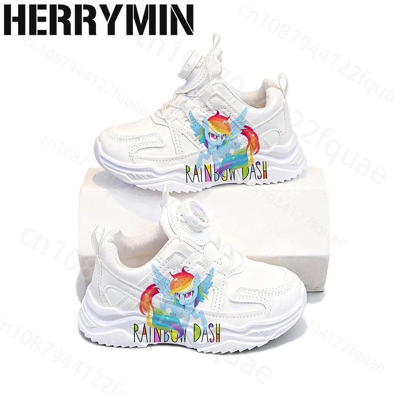 

Рождественский подарок My Little Pony Rainbow Dash с принтом, простые модные детские кроссовки на четыре сезона, обувь для мальчиков и девочек, подарок