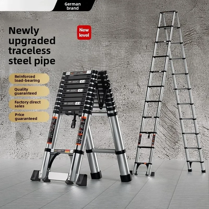 Firm Household folding stainless steel telescopic ladder herringbone ladder thickened bamboo joint portable elevator