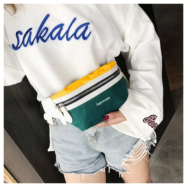 

Waist Bag Women 2021 New Canvas Leisure Panelled Pack For Girls Letter Bag Packs fashion Chest Crossbody bag Belt purse