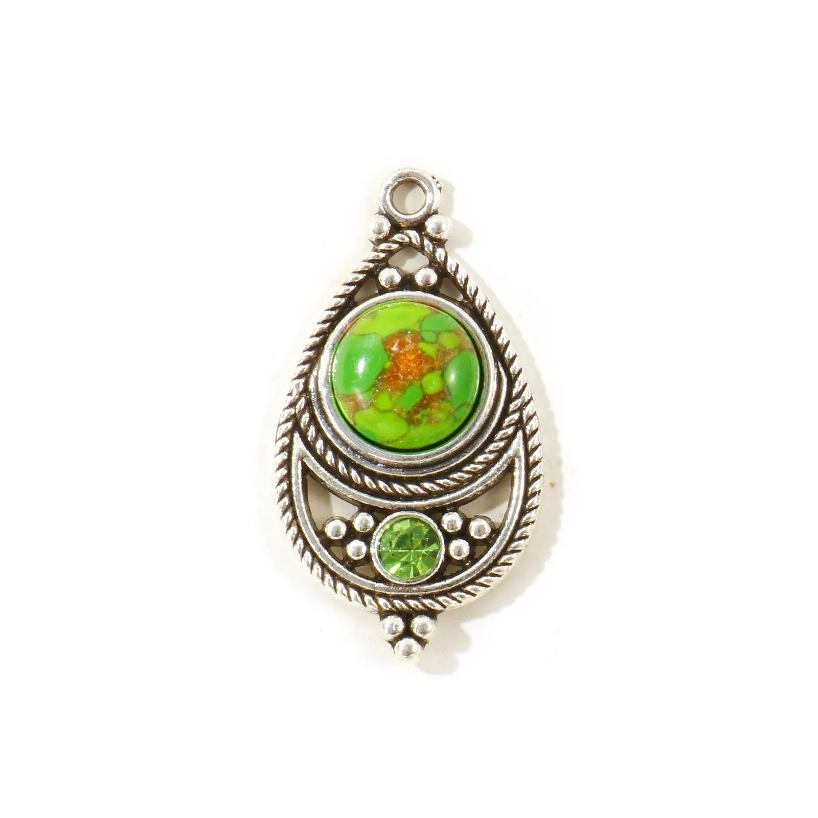 5 Stück Bohemia Anhänger Mehrfarbige Tropfen-Strass Zinklegierung Charms für Frauen DIY Halskette Ohrringe Schmuckzubehör 3,4cm x 1,8cm – Detail 4