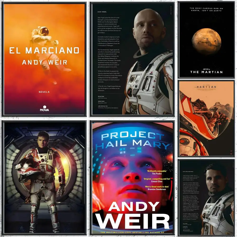 Futuristic Movie T-The MartianS Poster HD Self-Adhesive No Residue After Removal Ideal for All Kinds of Wall Decor