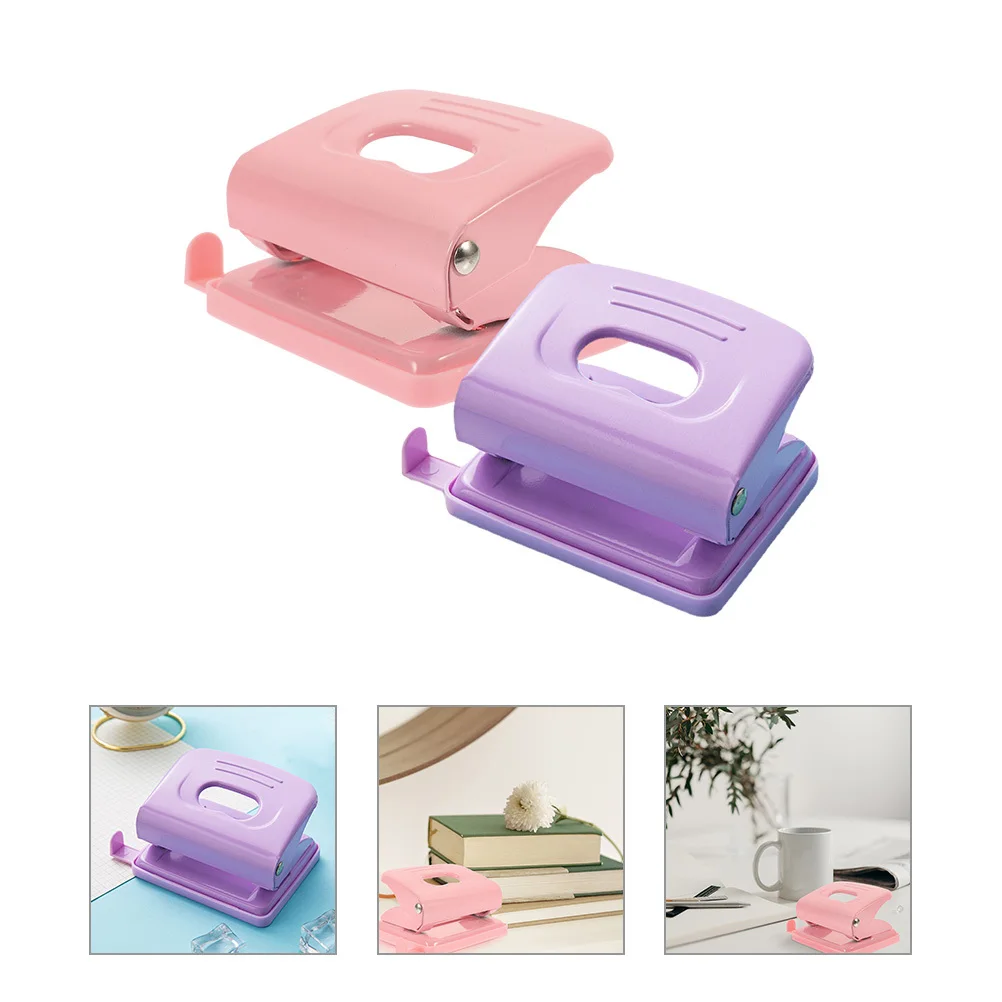 

2Pcs Paper Hole Puncher Two Ring Binder Punch Desktop 2-Hole Punch Tool for Craft Scrapbook DIY Project Office Supply