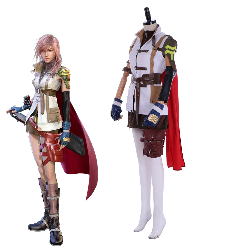 

Game FFXIII Lightning Cosplay Costume Adult Women Punk Battle Uniform Suit Halloween Carnival Party Comic Con Outfits