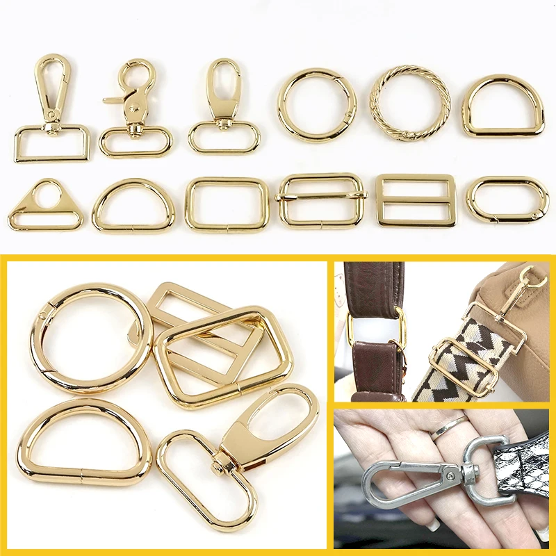 

5/10Pcs 20-38mm LightGold Metal Buckle Tri-glide Slider Rotating Lobster Buckles Keychain Clip Bag Strap Link Ring DIY Accessory