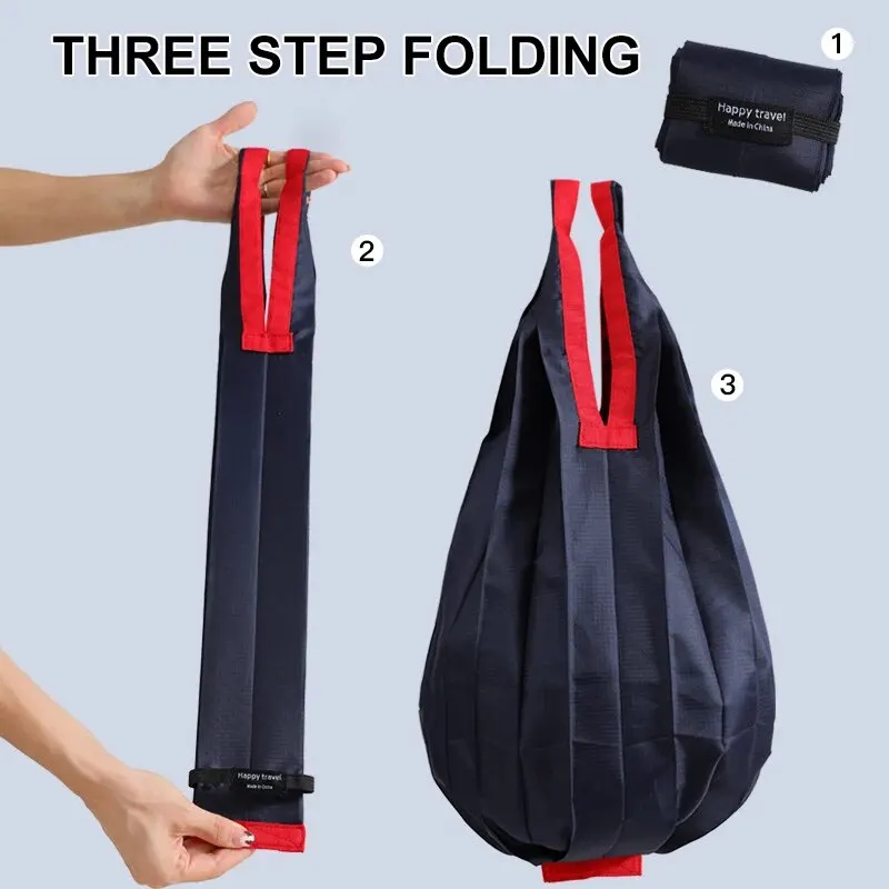 1Pc Folding Eco-friendly Shopping Bag Supermarket Large Capacity and Ultra Lightweight Hand in Hand with Hanging Buckle Bag