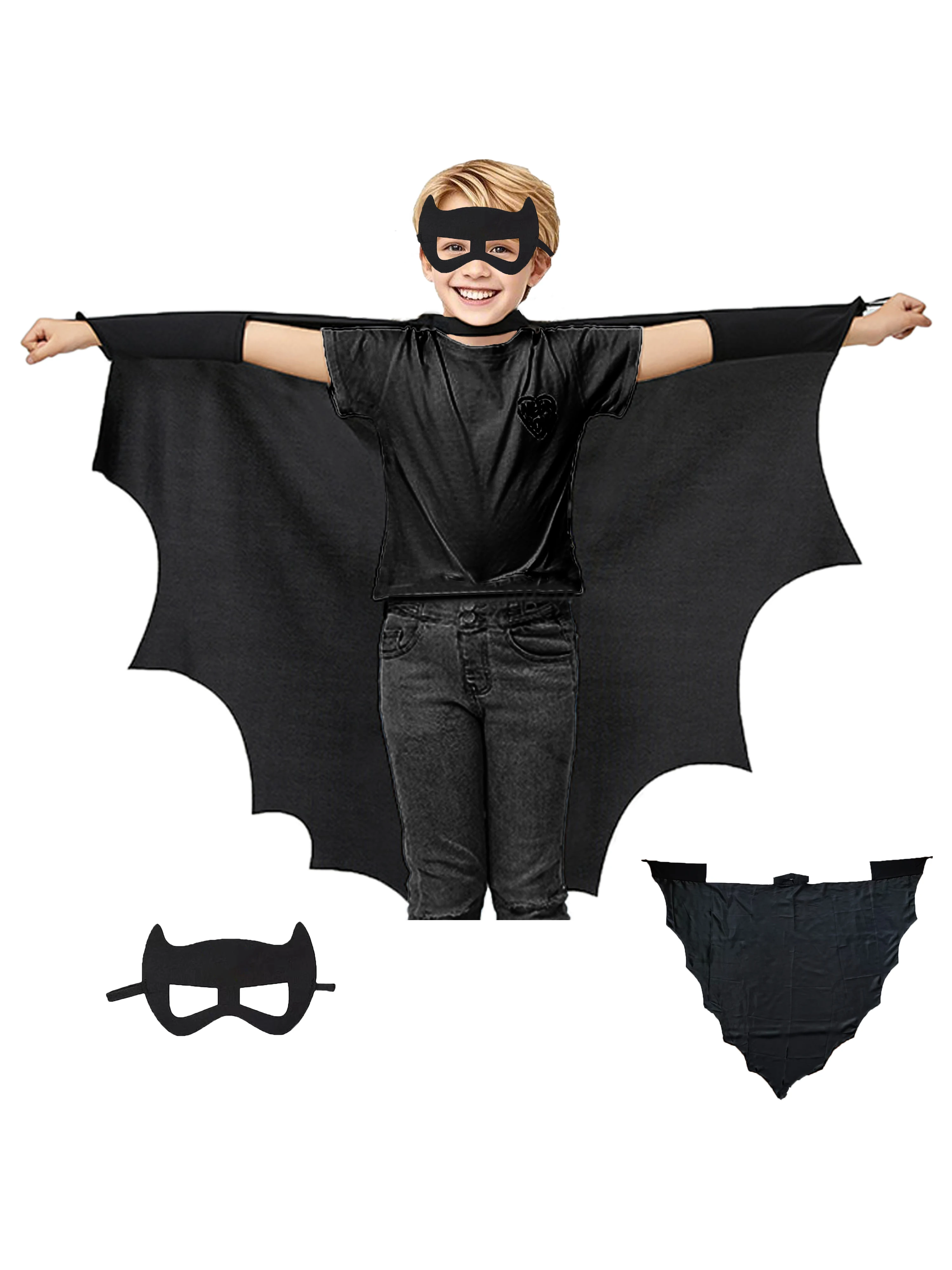 

Набор накидок и масок с крыльями летучей мыши для детей — черный костюм супергероя и вампира, аксессуары для Хэллоуина, Рождества, ролевых игр