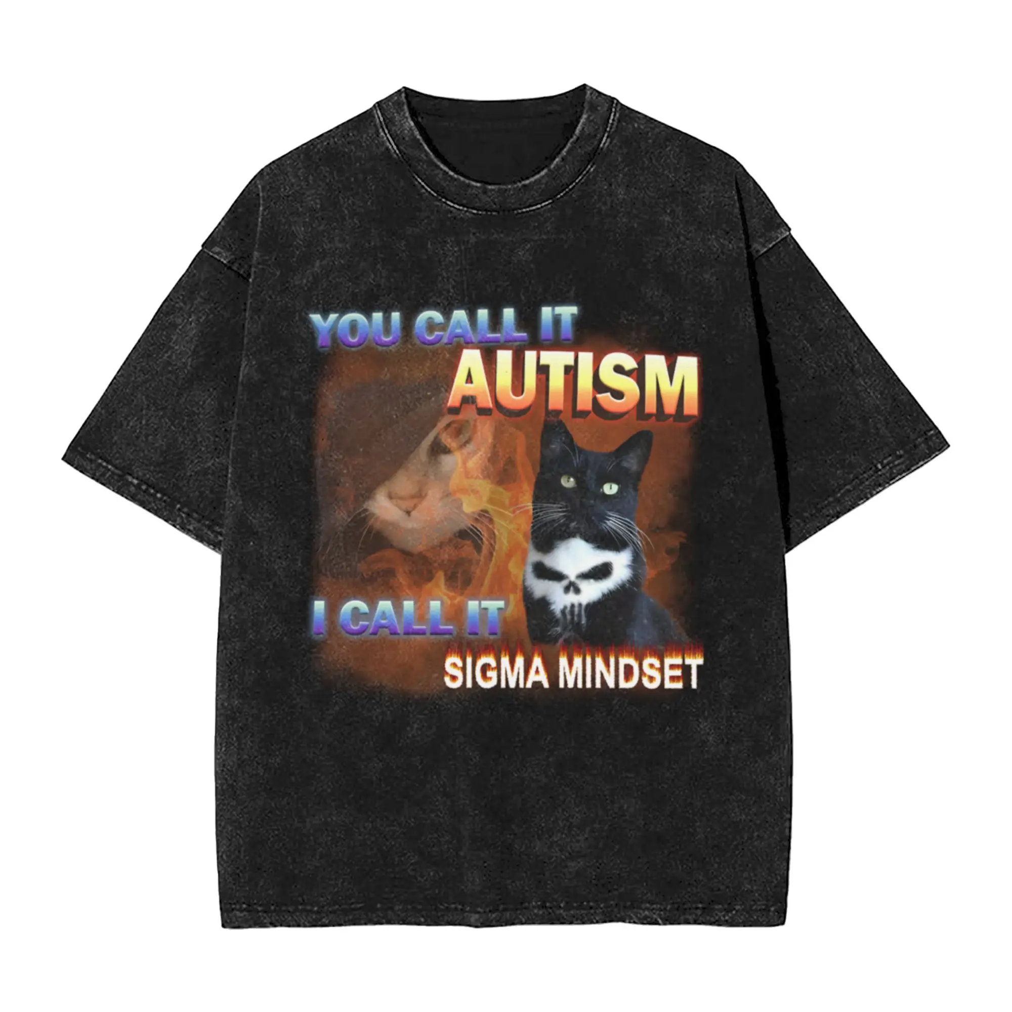 Sigma Male Funny Cat Meme Gift Unique Comfort A T-Shirt Oversized Short Sleeve Men's Women's Cotton Tees Tops