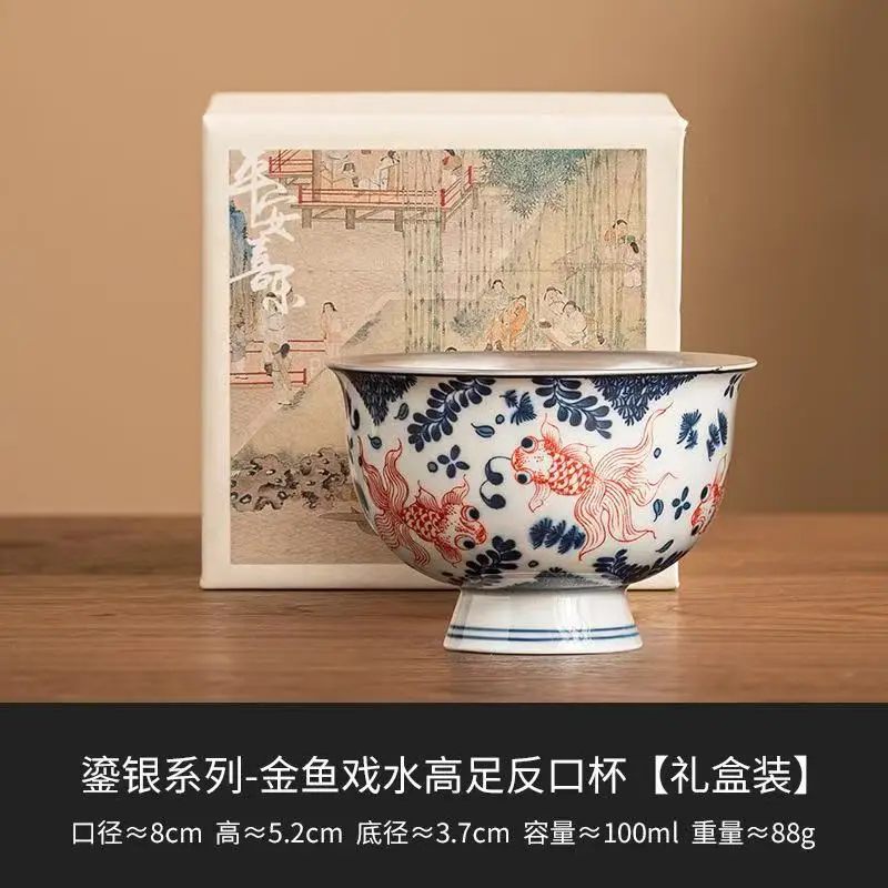 100 مللي ليو يين ذهبية اللعب فنجان الماء كوب رئيسي فنجان الشاي المنزلية الراقية الكونغ فو طقم شاي تذوق الشاي كوب خاص هدية صندوق