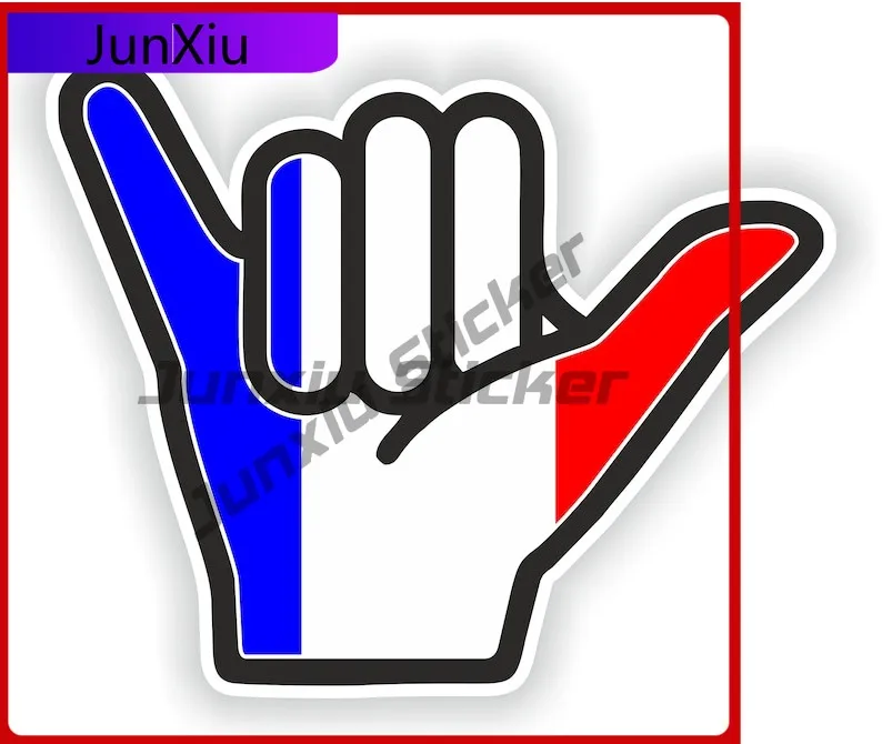 

France Shaka Funny Motorcycle Fade Resistant Decal Vinyl Stylish Durable Resistant Loose Scratch Laptop Trendy Cool Hang Anti