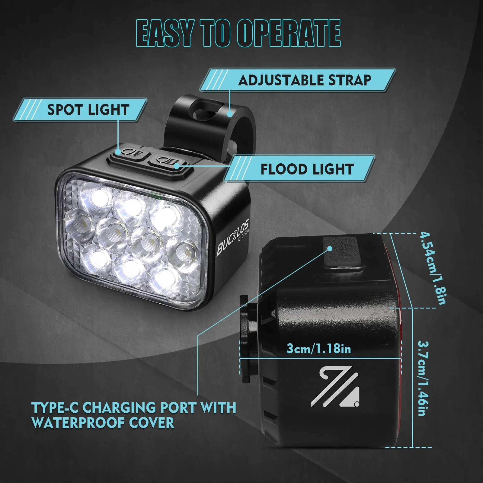 BUCKLOS Ultralight Bicycle Front Rear Light Bike Tail LED Lamp USB Rechargeable Bicycle Taillight Headlight Cycling Light Set