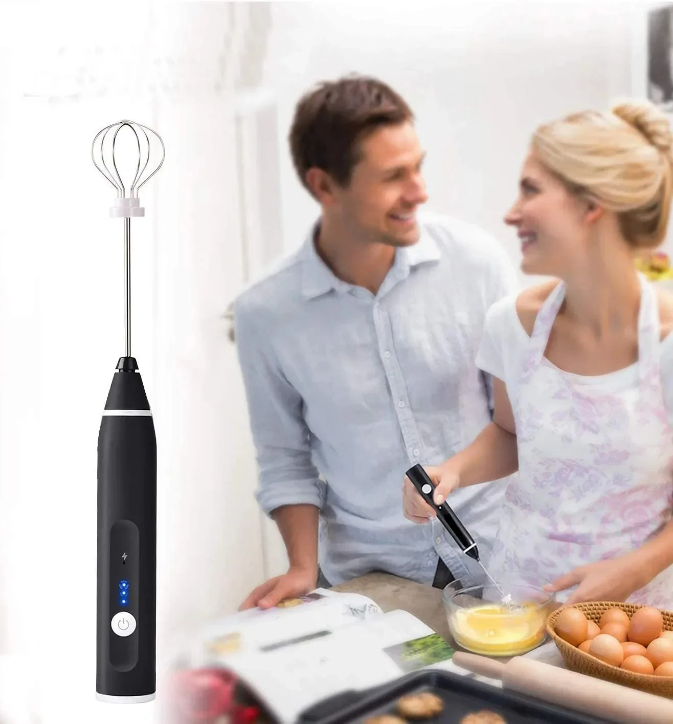 

3-скоростной электрический вспениватель молока, взбиватель яиц, портативная кофемашина для джема, машина для крема для торта, кухонный миксер с двойным палком