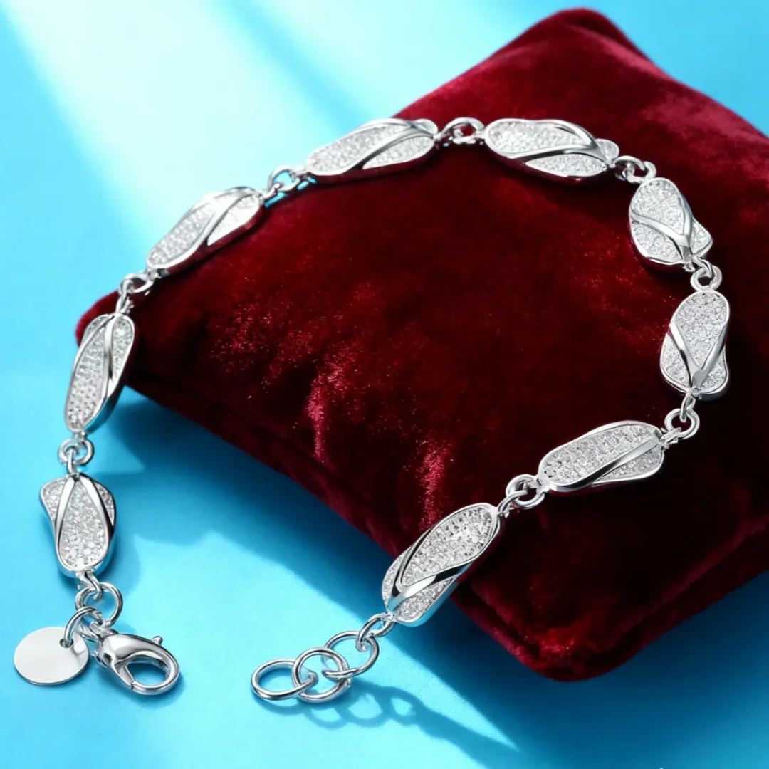 Fashion kpop 925 Sterling Silver Custom Slippers Bracelets for Women streetwear Jewelry Wedding Engagement Party Birthday Gifts