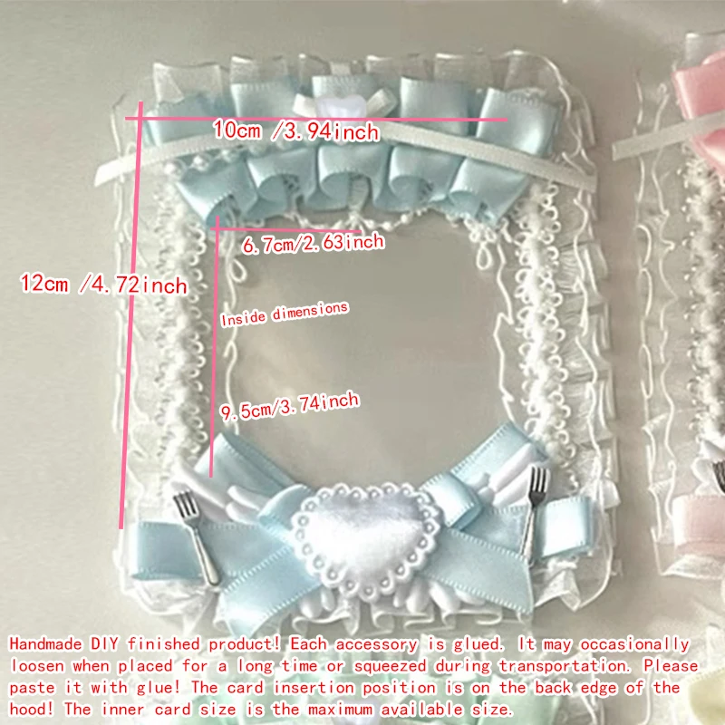 Heart Fork Bow Ruffle Lace Photocard Display Card Holder Lolita Bow 3 Inch KPOP Photocard Decor Border Macaron Color Polaroid Photo Frame Idol Collection Itabag Decor Ornament photocard topper
