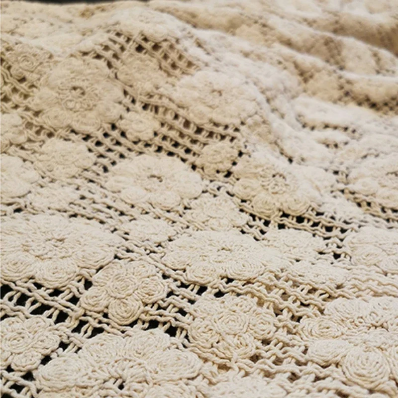Lace Embroidered Fabric Pure Cotton Beige Curtain Dress Diy Clothing Apparel Sewing Fabrics for Diy Material Wholesale Cloth
