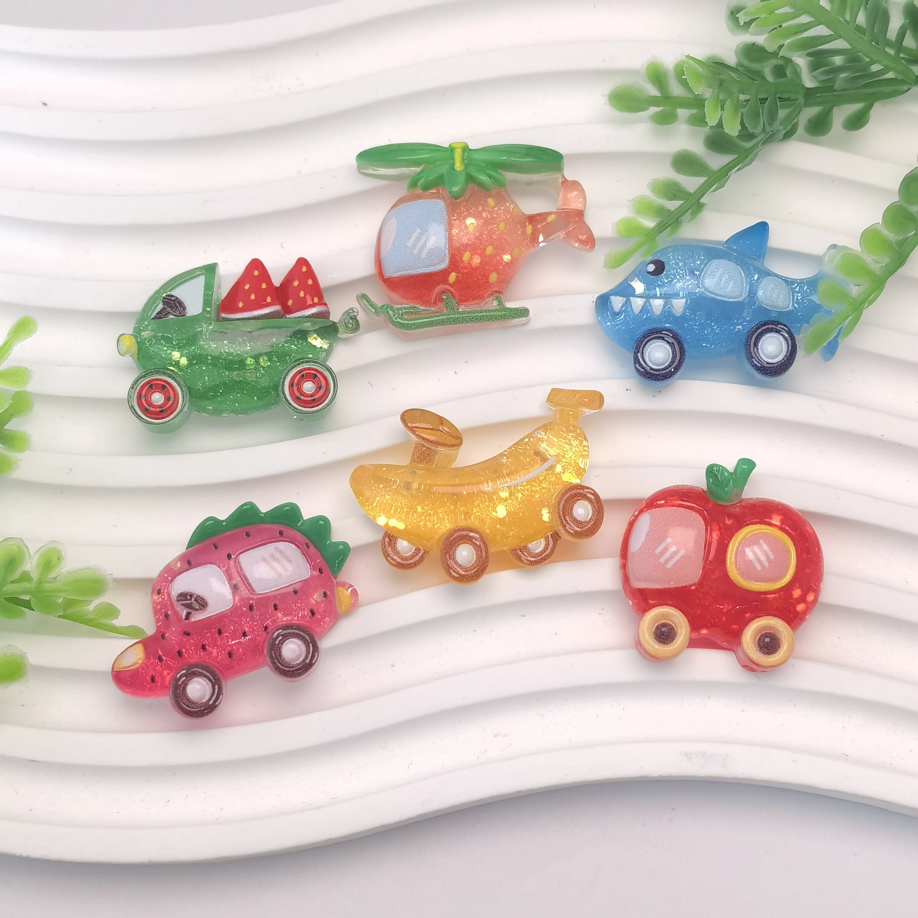 Vehicle Series Ship Bicycle Rocket Helicopter Bus Police Car Figurine Miniature Ornament Home Decor Craft Accessory