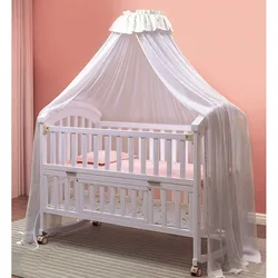 Wood Baby Crib, 1M White Multifunctional Newborn BB Cradle Cot Can Splicing Big Bed