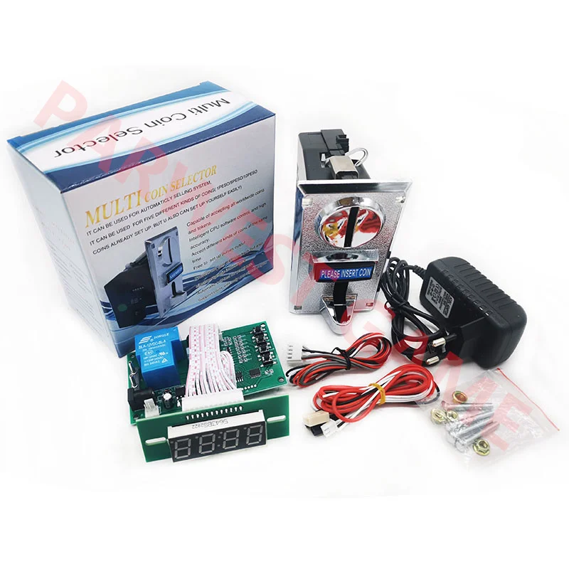 6Values Multi Coin Acceptor with 15B Timer Control board and 12V 2A power adapter Kit For Arcade Game Cabinet Parts