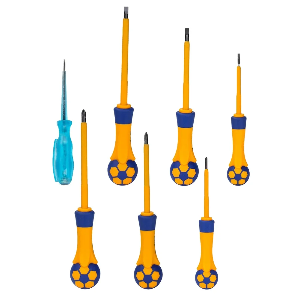 7 шт. магнитная отвертка, изолированная крестообразная шлицевая отвертка для электрика, ручные инструменты, отвертки, гайковерты, аксессуары