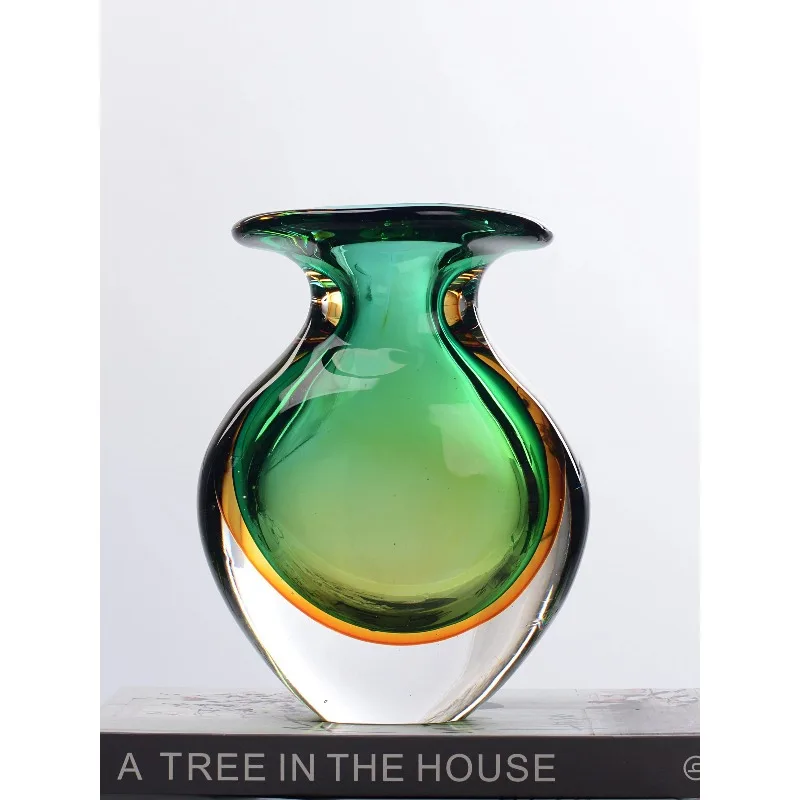 Flared flat vase, light luxury, simple and high-end glazed vase