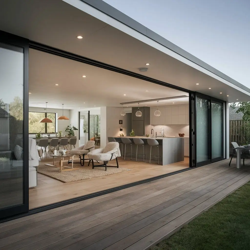 Minimalist Design Sliding Doors Residential System Double Glass 3 Track Luxury Aluminum Doors Windproof Aluminum Sliding Door