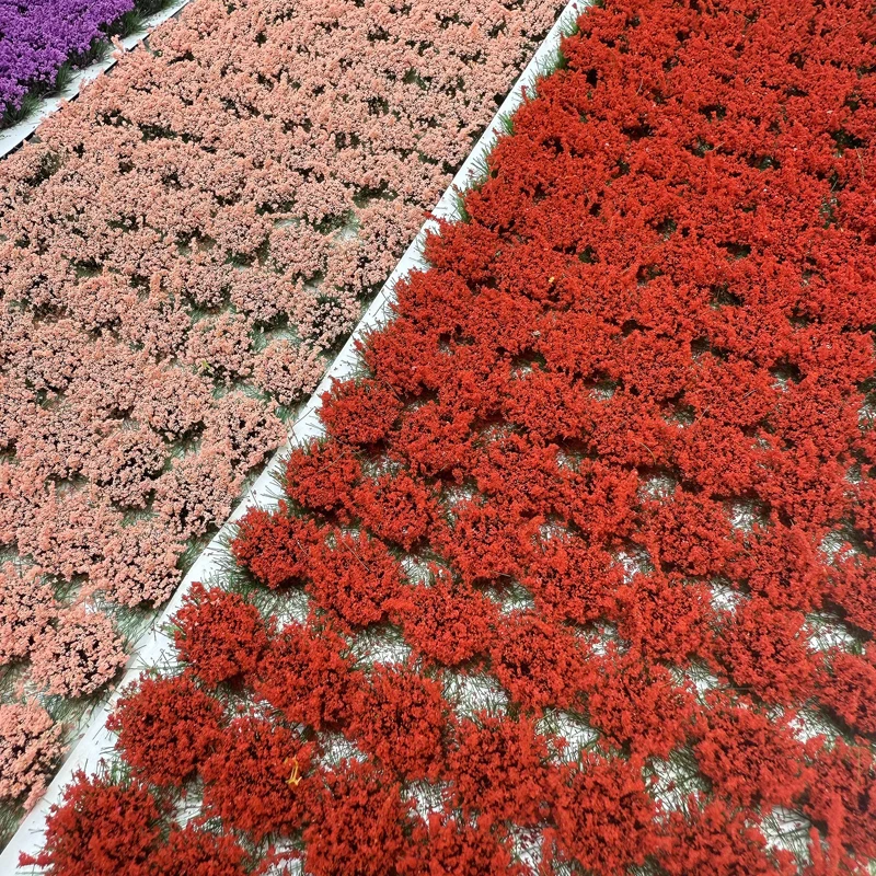 14/28/49 개/상자 소형 수제 DIY 꽃 클러스터 모델 모델 빌딩 인형 집 장식 규모 기차 철도 레이아웃