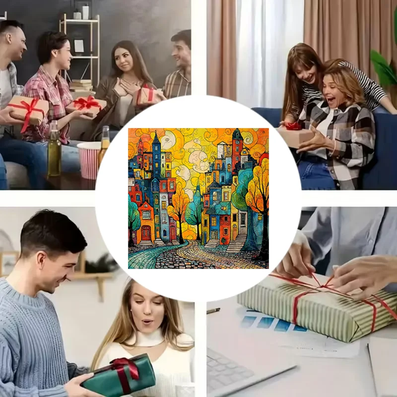 Quiet Town Holzpuzzles, lustige und pädagogische Freizeitspiele, Heimkunst, Dekoration, Wandgemälde