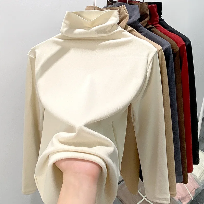 

Women's Thermal Top Turtle Cowl Neck Long Sleeve Micro Fleece Double Brushed Layering Essential for Fall Winter