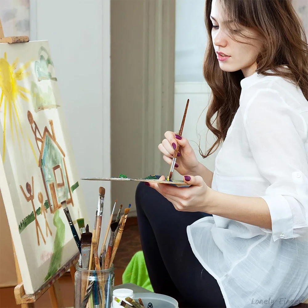 12pçs pincéis de pintura de aquarela artística, conjunto de pincéis de pintura de artista de ponta redonda e pontiaguda de tamanho diferente para aquarela acrílica guache