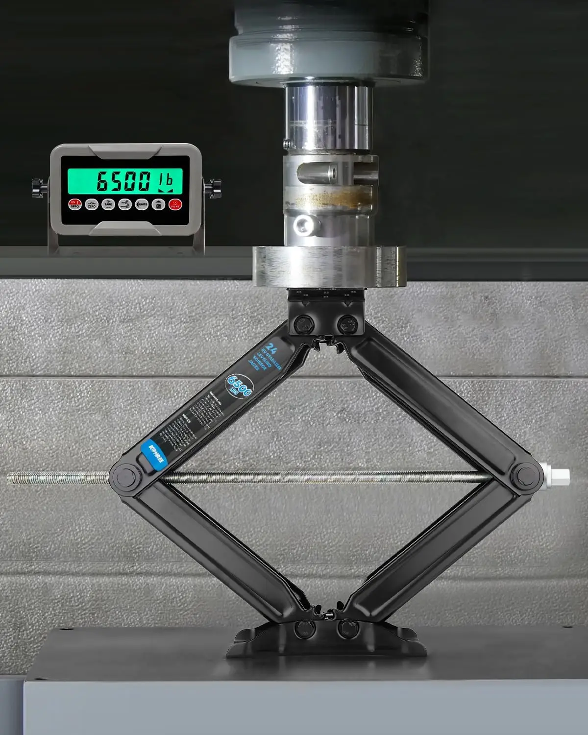 แม่แรงยึดรถบ้านแบบหนัก รับน้ำหนักได้ 6500 ปอนด์ ขนาด 24 นิ้ว แบบกรรไกร สำหรับรถพ่วงเดินทาง พร้อมมือหมุนและช่องเสียบสว่าน