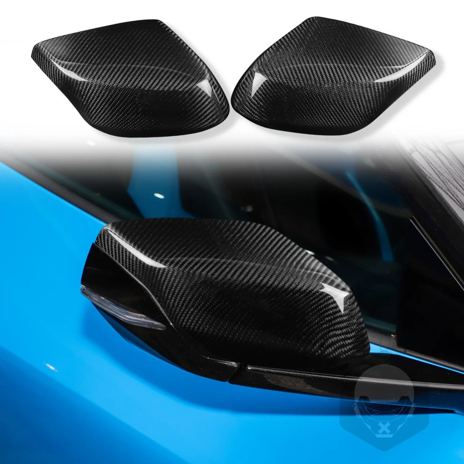 

For Corvette Stingray C8 2020-2022 Rear View Side Wing Mirror Cover Real Carbon