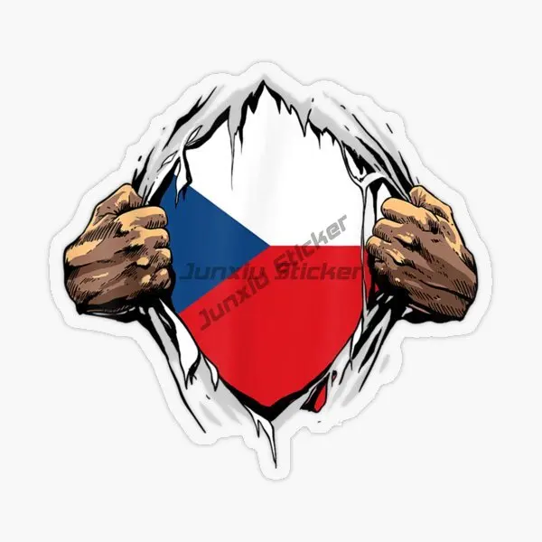 Creative CZ Czech Republic Flag Map Badge PVC Sticker for Decorate Decals Car Window Camper Van Laptop Bicycle Wall Off-road