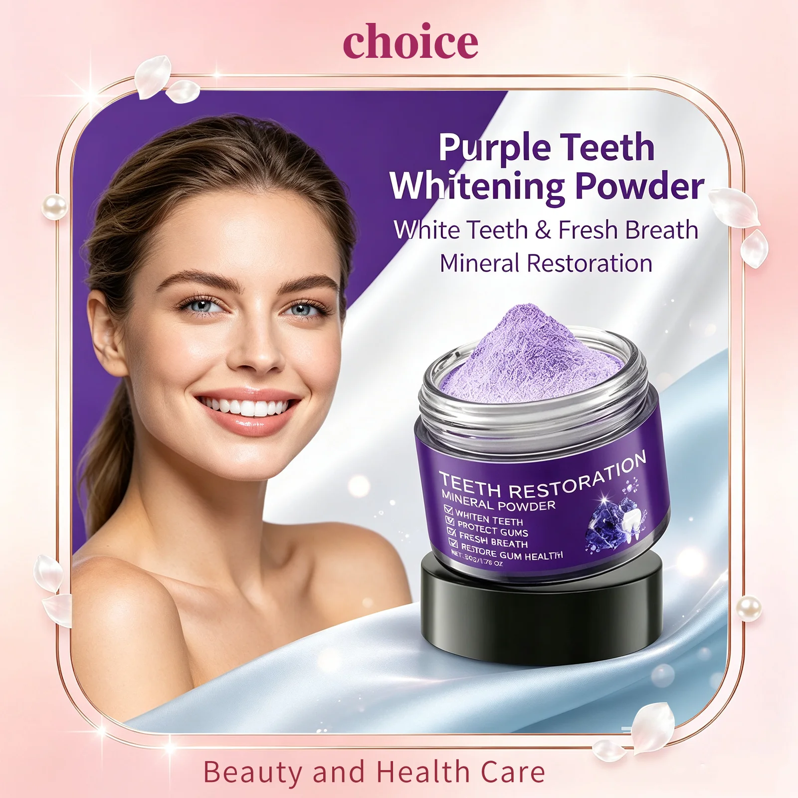 Teeth Whitening Powder Teeth Restoration Mineral Powder Remove Teeth Stain Fresh Breath Remove Bad Breath Purple Teeth Whitener