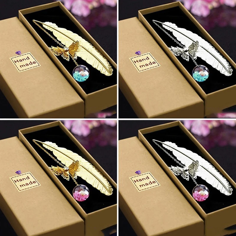 Metal Feather Bookmarks Classical Chinese Style Creative Book Reading Art Gift