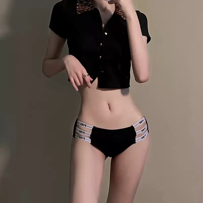 Victoria American Sexy Street Shot Low Waist Girl Panties Fashion Hollowed-out Thin Cotton Stretch Sports Style with Letters