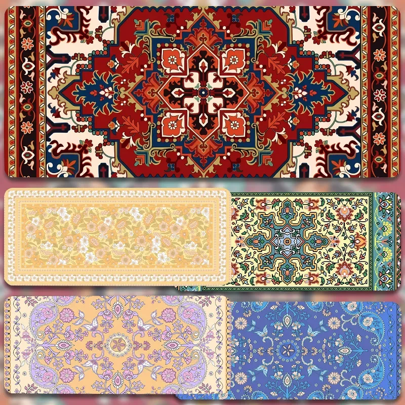 

Большой коврик для мыши в богемном этническом стиле — XXL настольный коврик с традиционным узором Синьцзяна, термостойкая нескользящая поверхность для клавиатуры и ПК