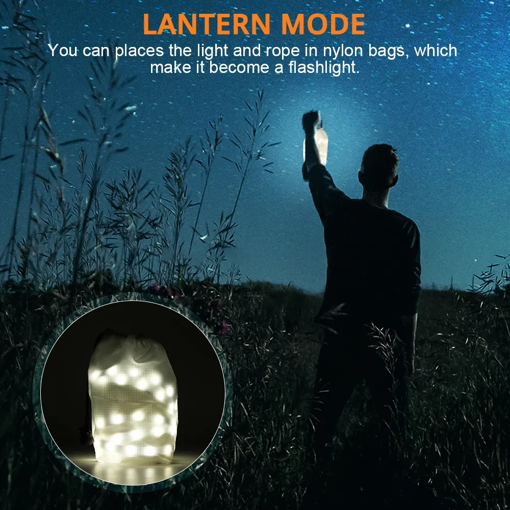 USB DC5V Flexible 1.5M Portable Outdoor Led Hiking Lantern Strip String Tent Camping Rope Light For Camping Hiking