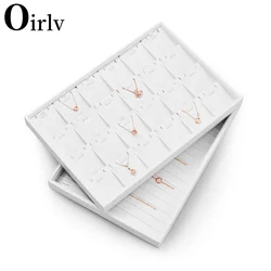 Oirlv Premium White Leather Stackable Jewelry Tray 24 Grid Jewelry Drawer Organizer Trays Rings Earrings Storage