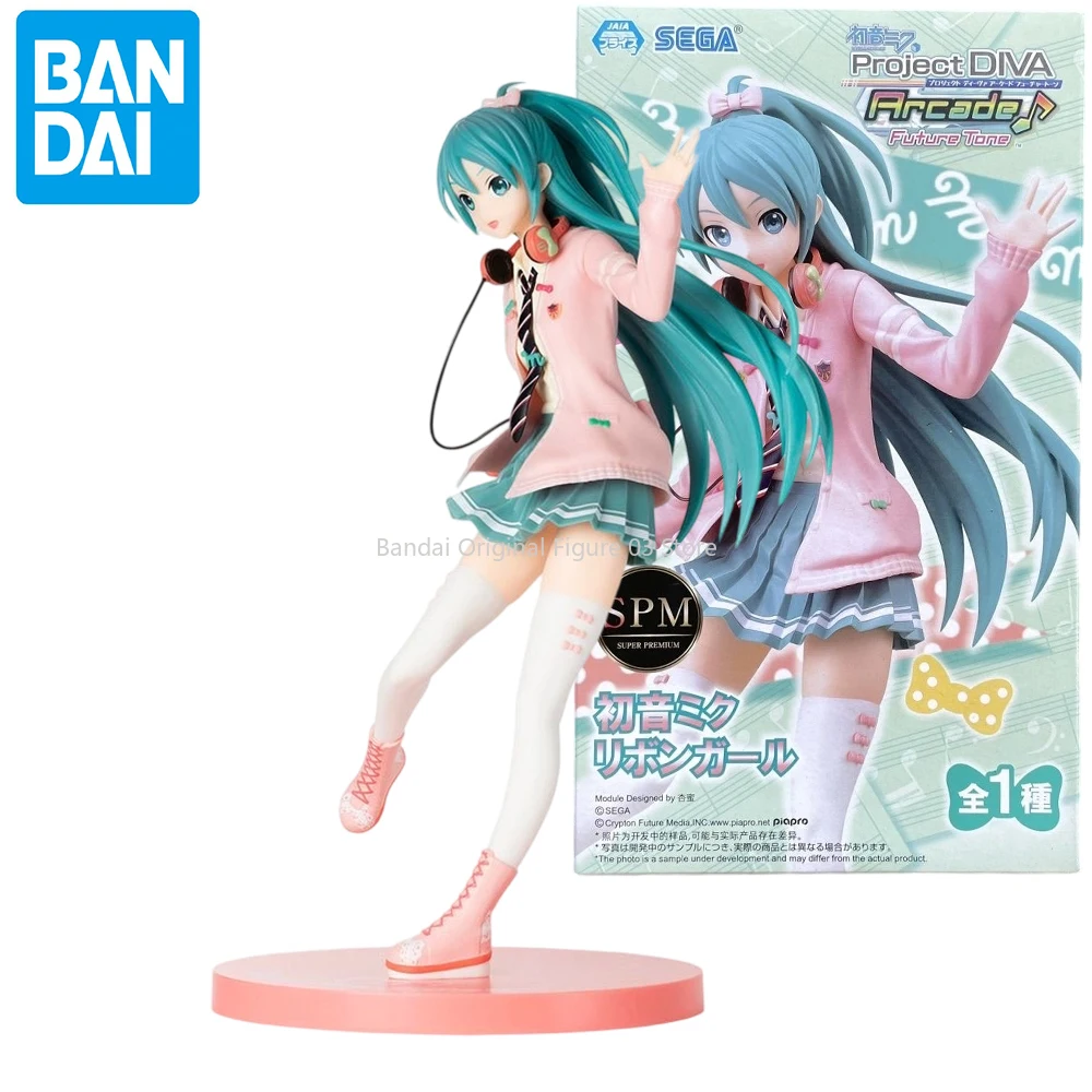 

SEGA Original Genuine Hatsune Miku Project DIVA Arcade Future Tone Hatsune Miku SPM Figure Ribbon Girl Ver 24cm Model Toy Figure