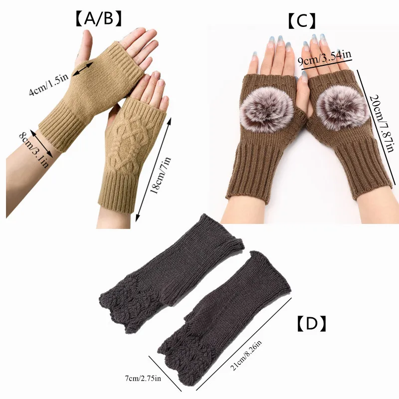 INS Korean Winter Warm Fingerless Knitted Gloves Women Solid Color Stretch Mittens Exposed Finger Gloves arm warmers  guantes